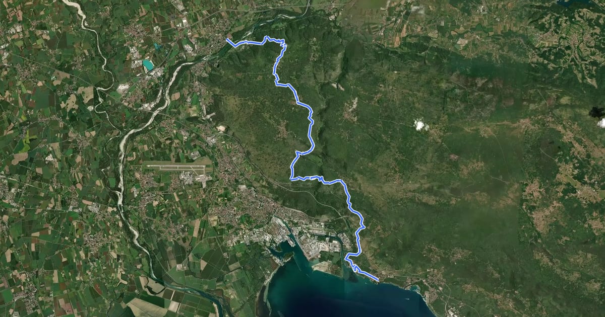 Маршрут Alpe Adria Trail E33 на спутниковом снимке