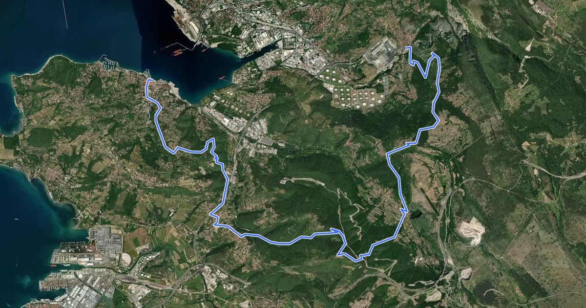 Маршрут Alpe Adria Trail E37 на спутниковом снимке