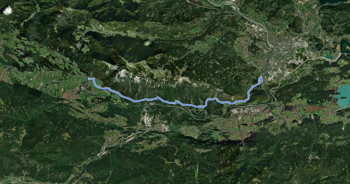 Маршрут Alpe Adria Trail R2 на спутниковом снимке