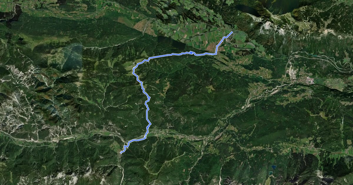 Маршрут Alpe Adria Trail R3 на спутниковом снимке