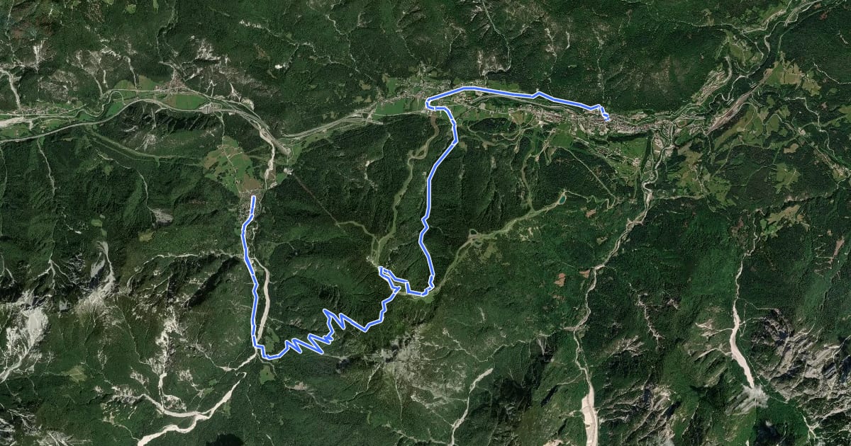 Маршрут Alpe Adria Trail R4 на спутниковом снимке