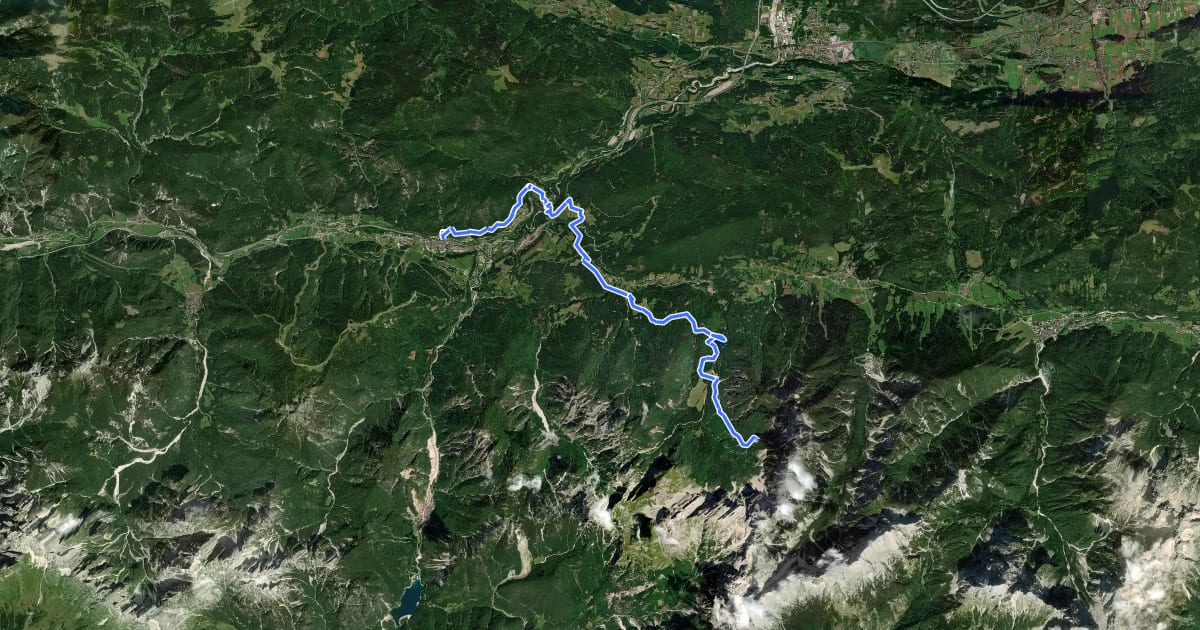 Маршрут Alpe Adria Trail R5 на спутниковом снимке