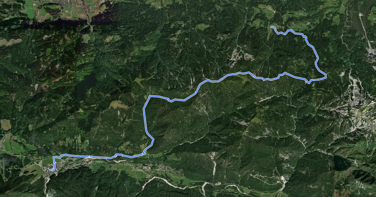 Маршрут Alpe Adria Trail R7 на спутниковом снимке