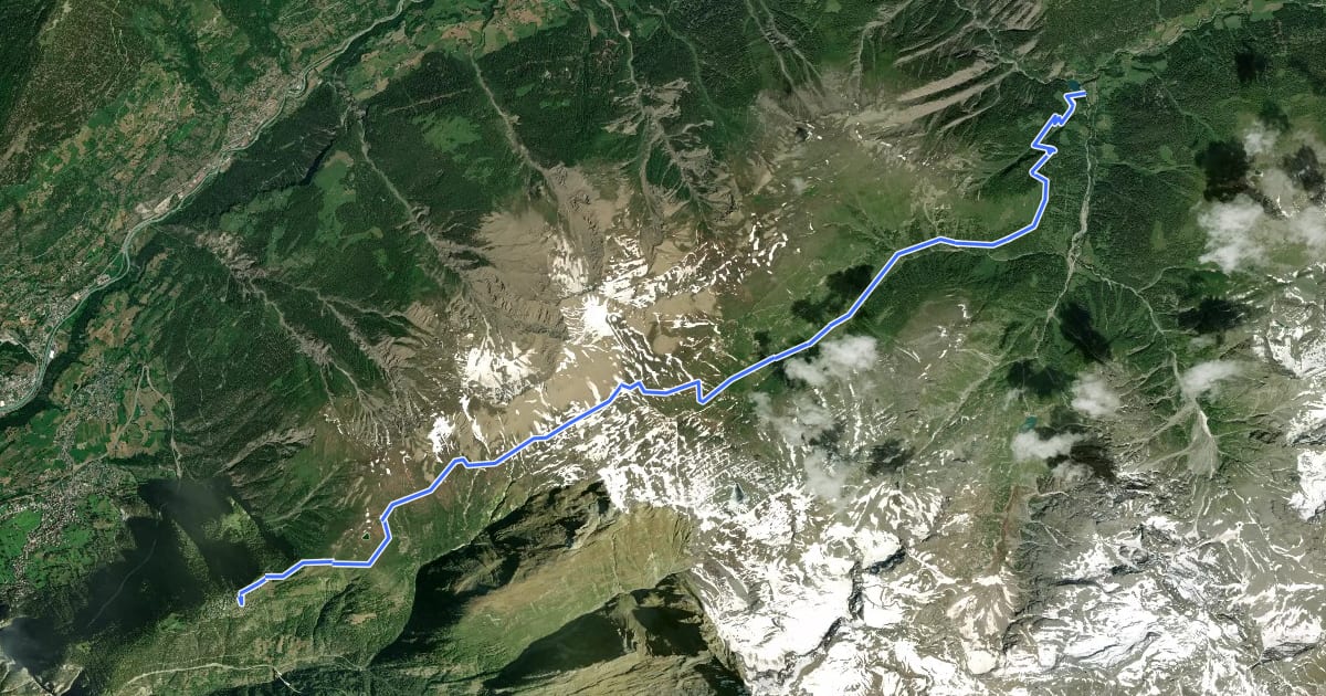 Маршрут Alpenpässe-Weg на спутниковом снимке