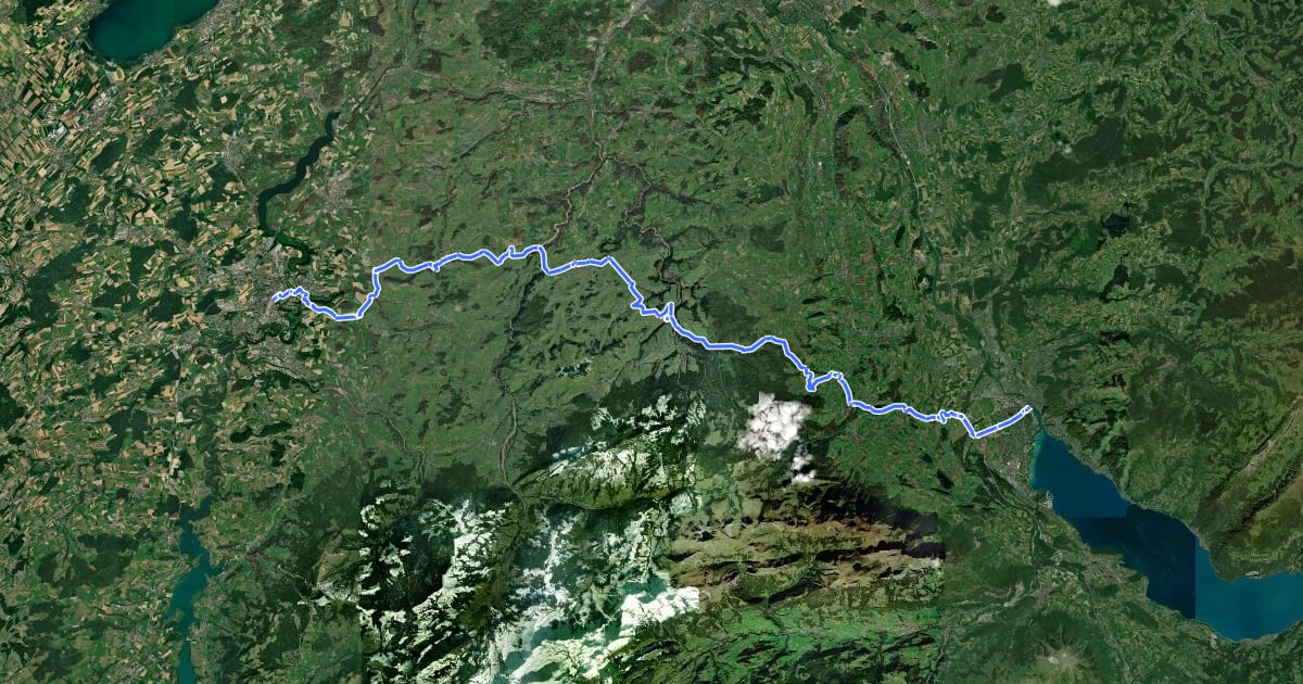 Маршрут Alpenpanorama-Route на спутниковом снимке