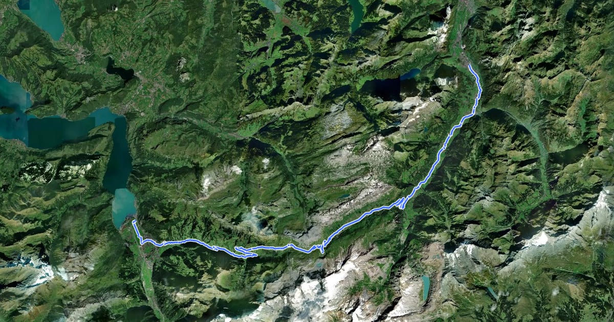 Маршрут Alpenpanorama-Route на спутниковом снимке