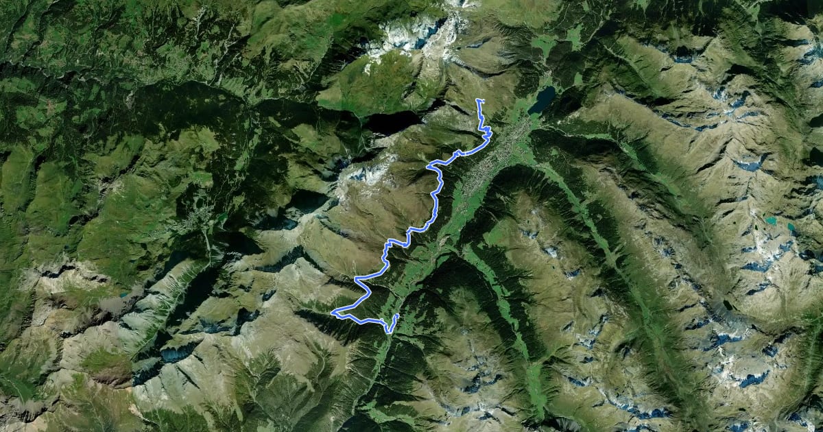 Маршрут Alpenweg Davos на спутниковом снимке