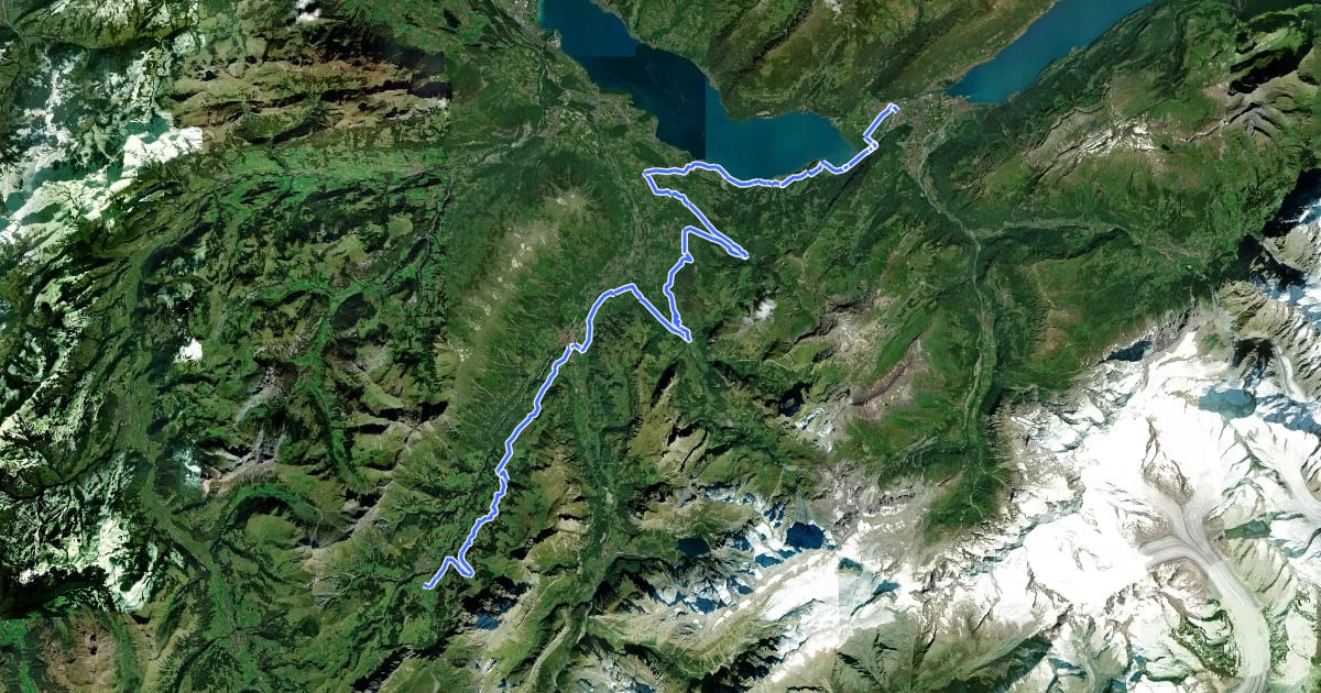 Маршрут Alpine Bike на спутниковом снимке