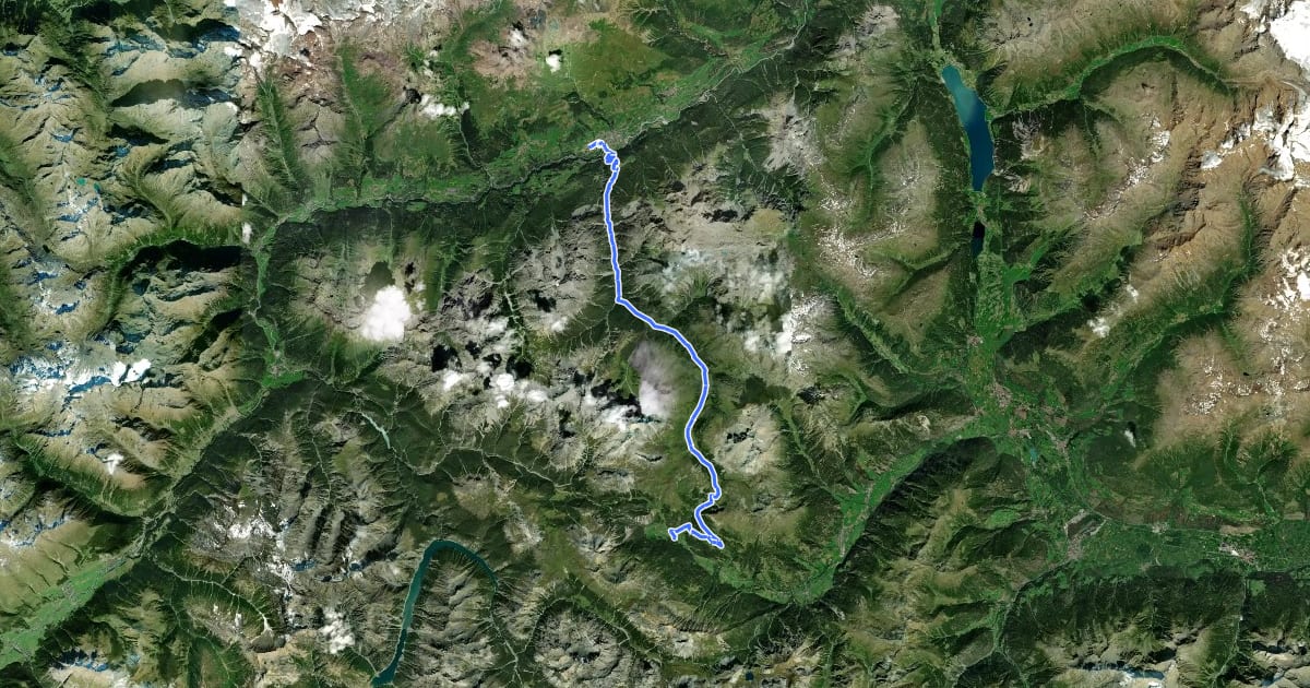Маршрут Alpine Bike - Etappe 1 на спутниковом снимке