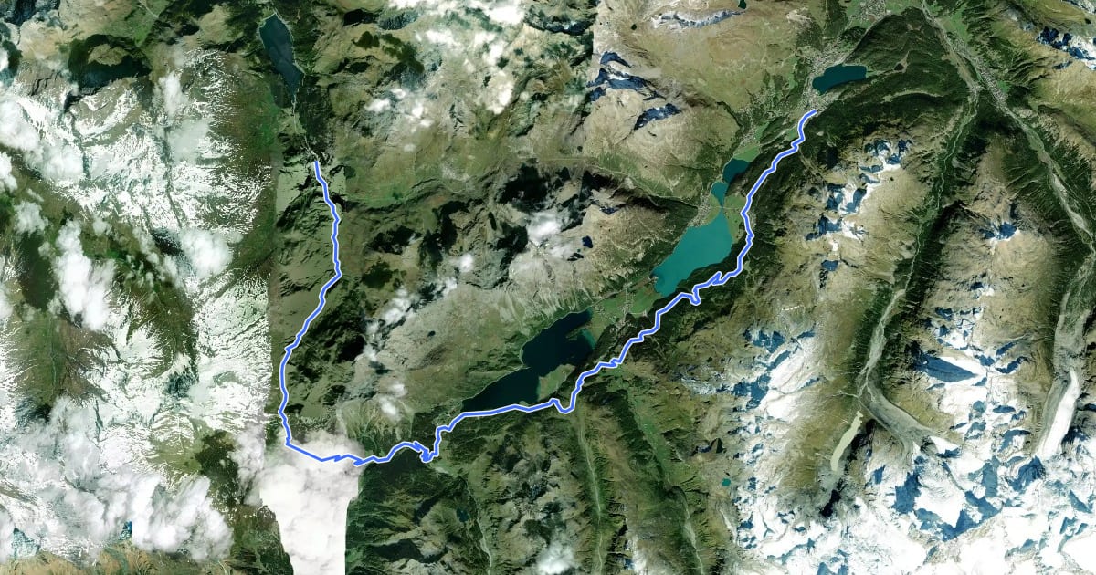 Маршрут Alpine Bike - Etappe 4 на спутниковом снимке