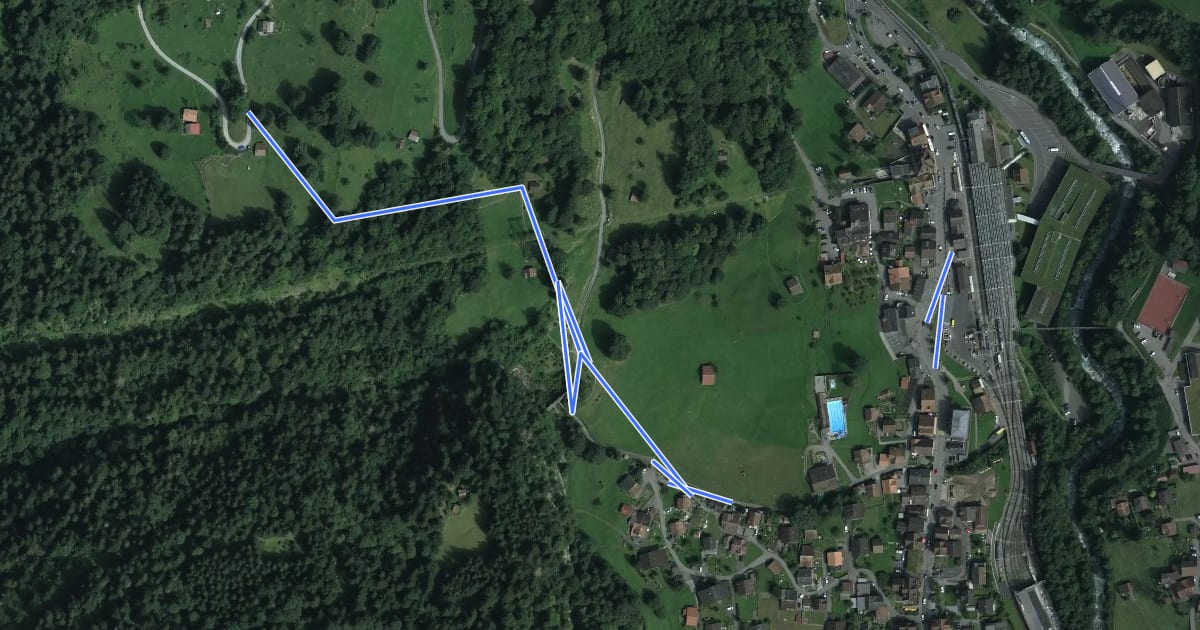 Маршрут Alpweg - Lauterbrunnen на спутниковом снимке