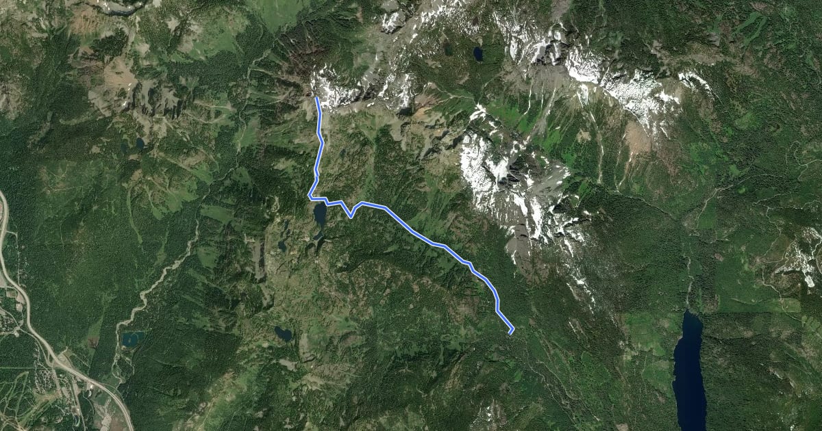 Маршрут Alta Mountain via Rachel Lake на спутниковом снимке