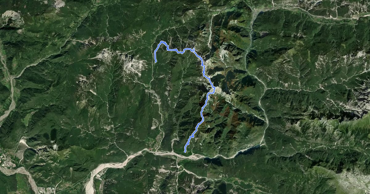 Маршрут Alta Via C.A.I. Moggio на спутниковом снимке