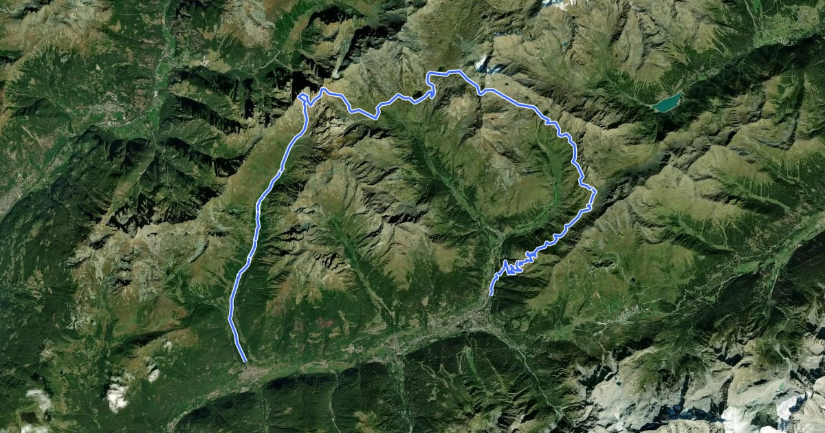 Маршрут Alta Via Camuna на спутниковом снимке