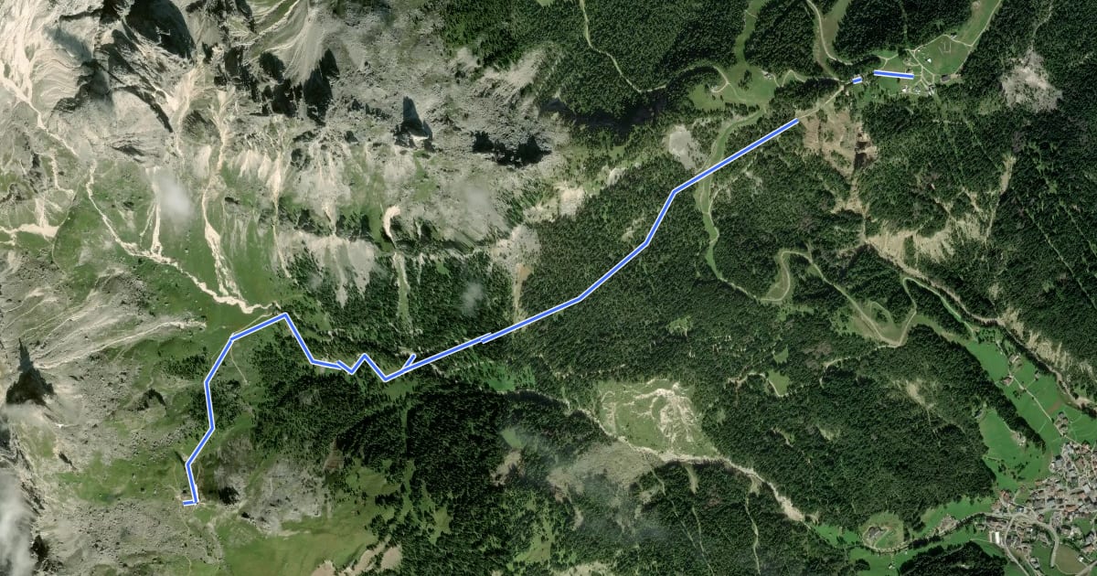 Маршрут Alta via dei Fassani на спутниковом снимке