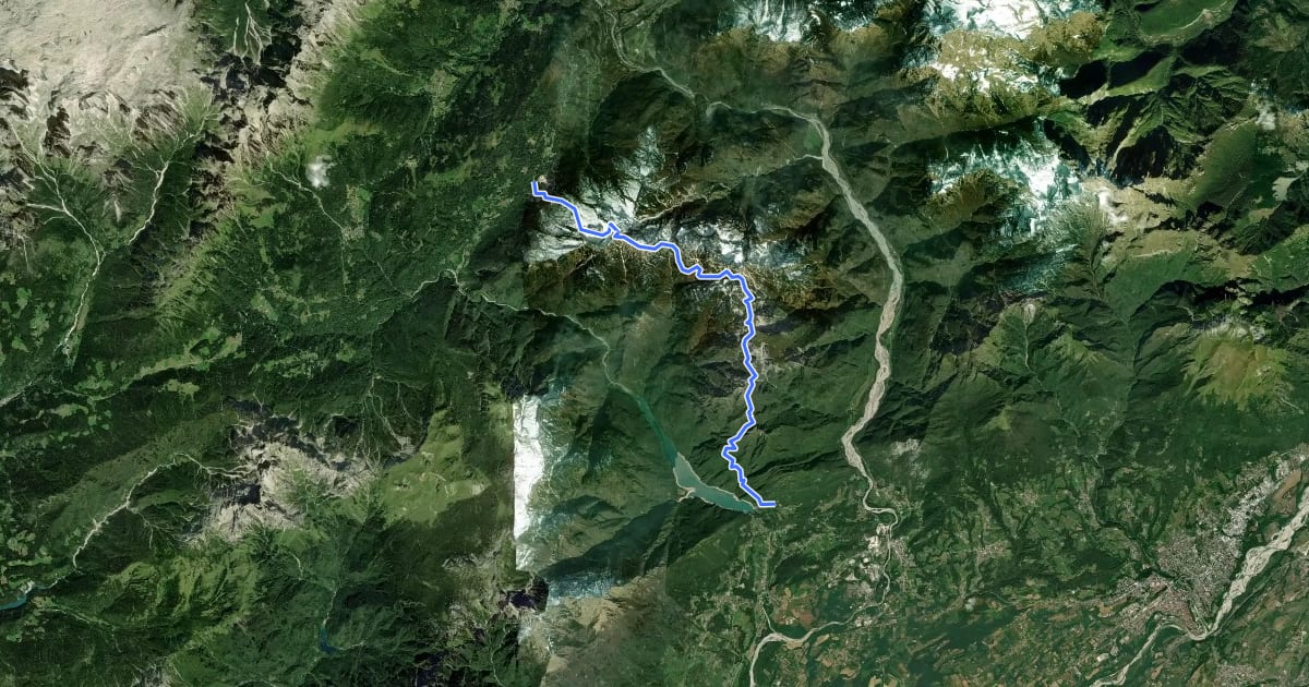 Маршрут Alta Via dei Monti del Sole на спутниковом снимке