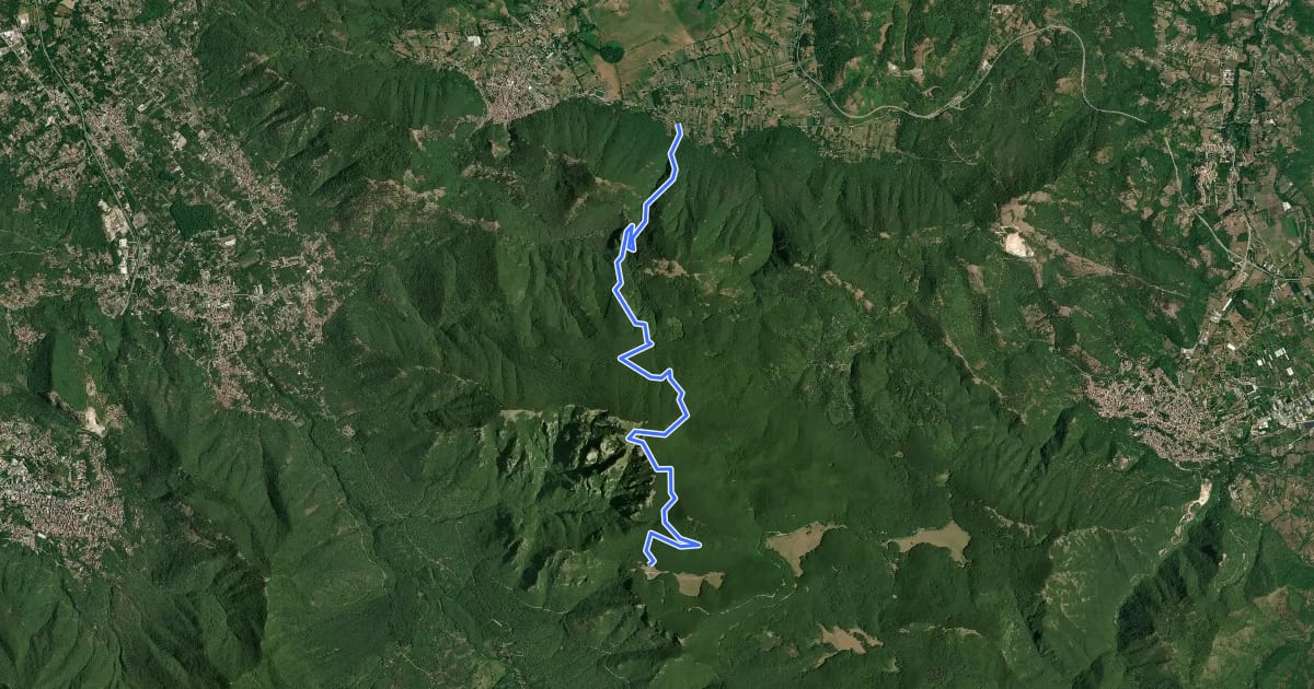 Маршрут Alta Via dei Picentini на спутниковом снимке