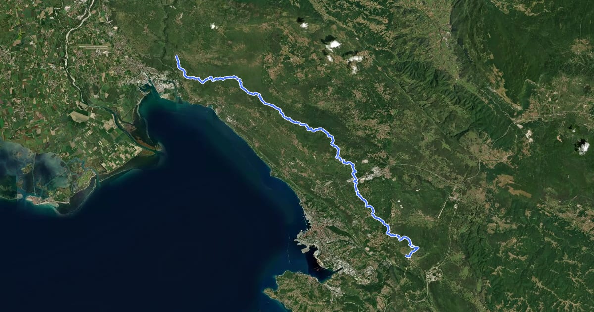 Маршрут Alta via del Carso на спутниковом снимке