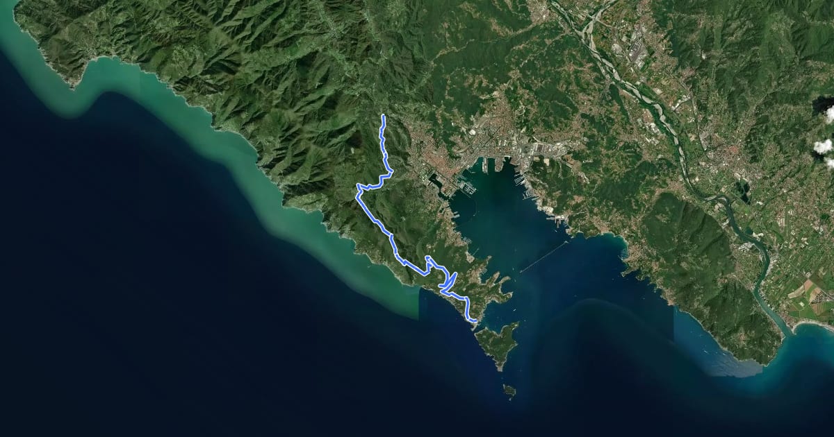Маршрут Alta Via del Golfo: La Foce - Portovenere на спутниковом снимке