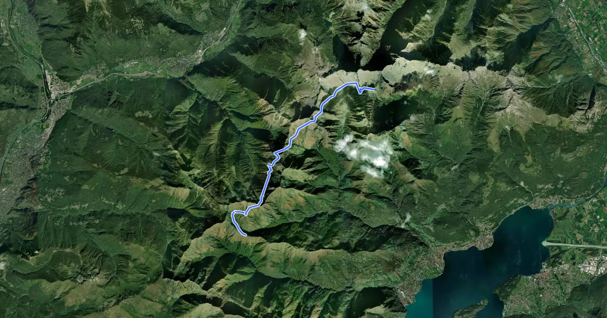 Маршрут Alta Via del Lario (Capanna Como-Rifugio Giovo) на спутниковом снимке