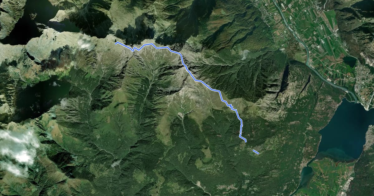 Маршрут Alta Via del Lario (Fordeccia - Bivacco Petazzi al lago Ledù) на спутниковом снимке