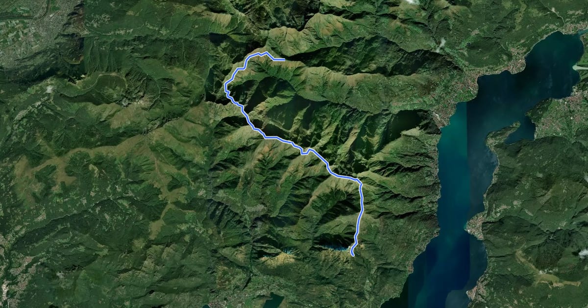Маршрут Alta Via del Lario (rifugio Giovo - Rifugio Menaggio) на спутниковом снимке
