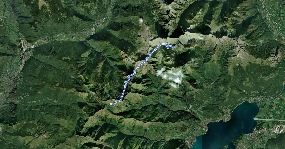 Маршрут Alta Via del Lario - Tappa 2 на спутниковом снимке