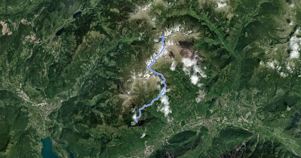 Маршрут Alta Via del Porfido - Tappa 3 на спутниковом снимке