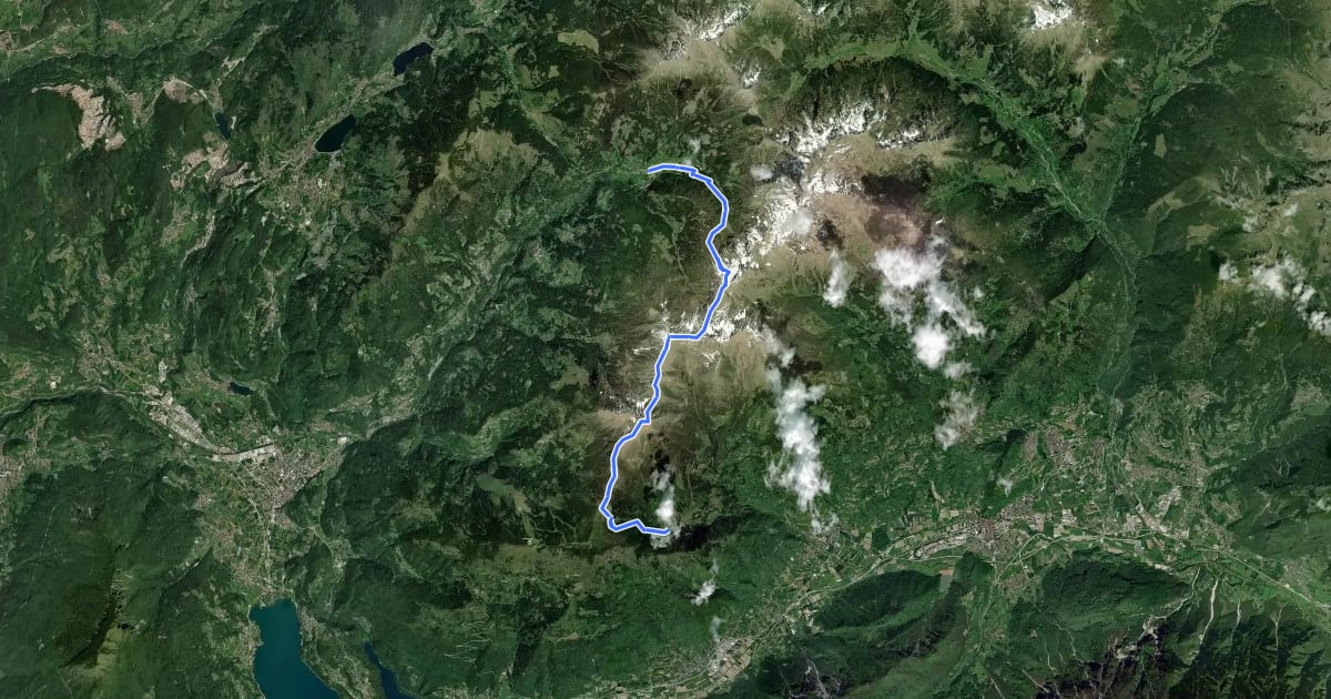Маршрут Alta Via del Porfido - Tappa 4 на спутниковом снимке