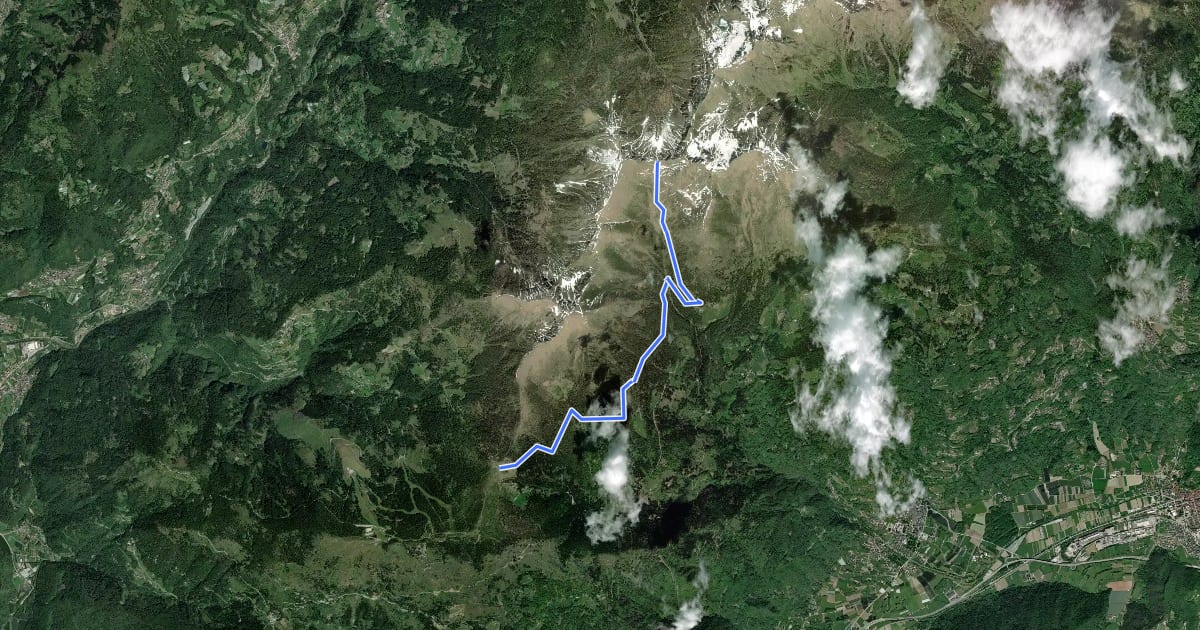 Маршрут Alta Via del Porfido - Tappa 4 variante Malga Prese - Val Portela на спутниковом снимке