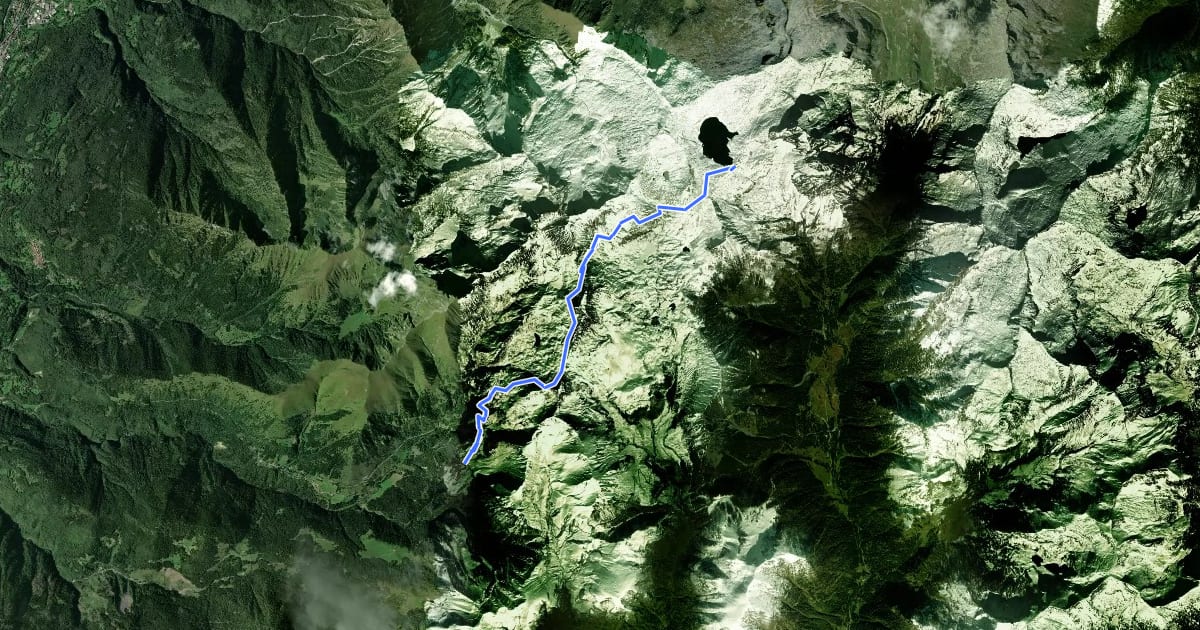 Маршрут Alta Via dell'Adamello-Tappa 2 (Bazena-Tita Secchi) на спутниковом снимке