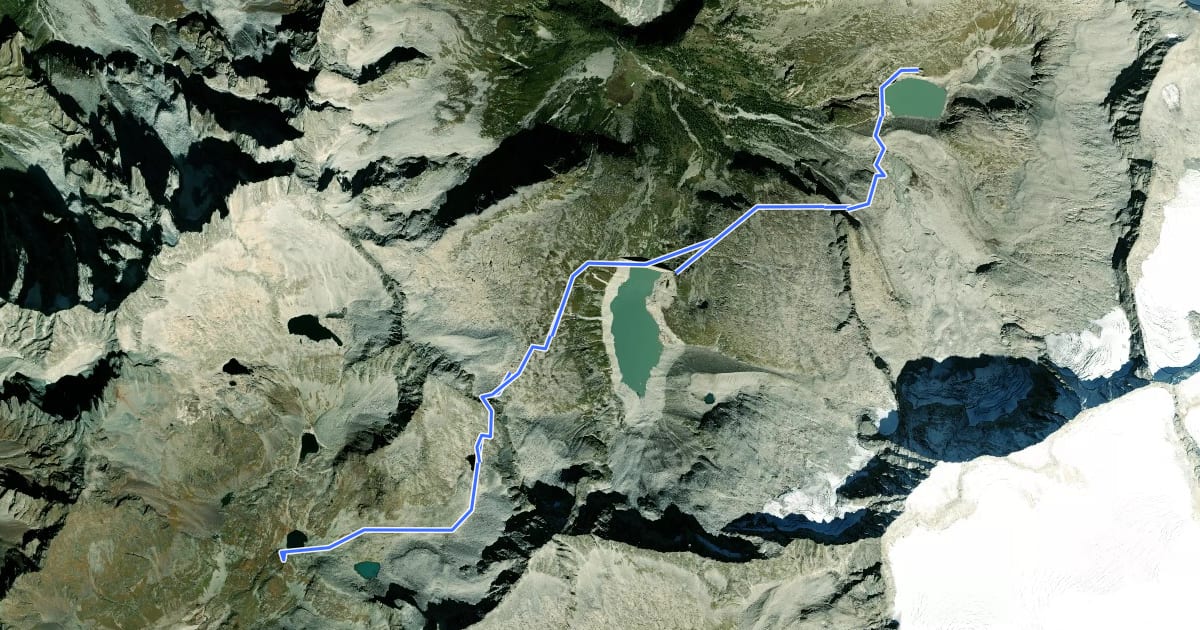 Маршрут Alta Via dell'Adamello-Tappa 7 (Tonolini-Garibaldi) на спутниковом снимке