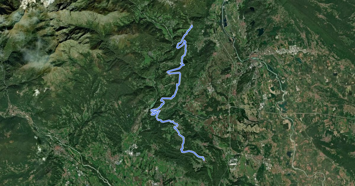 Маршрут Alta Via dell'Anfiteatro Morenico di Ivrea Tappa 5 на спутниковом снимке