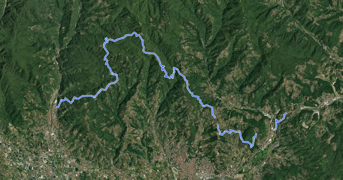 Маршрут Alta Via della Valdinievole на спутниковом снимке