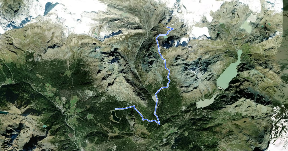 Маршрут Alta Via della Valmalenco - Tappa 5 на спутниковом снимке