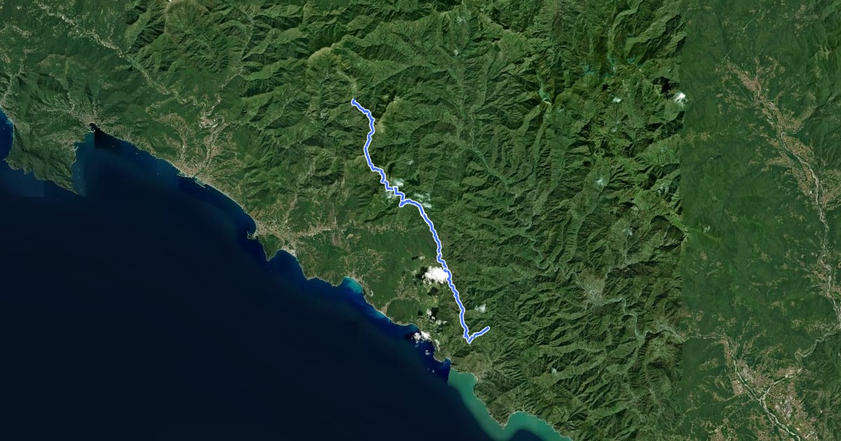 Маршрут Alta Via delle 5 Terre: Foce di Dosso - Monte San Nicolao - Passo del Biscia на спутниковом снимке
