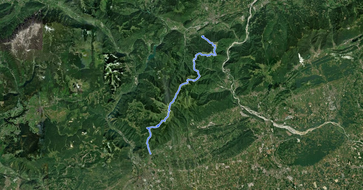 Маршрут Alta Via delle Dolomiti n. 8 на спутниковом снимке