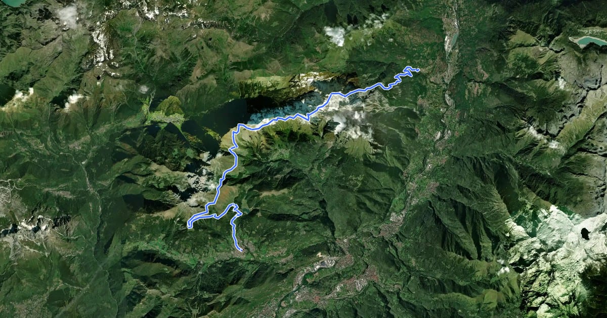 Маршрут Alta Via delle Orobie Orientali на спутниковом снимке