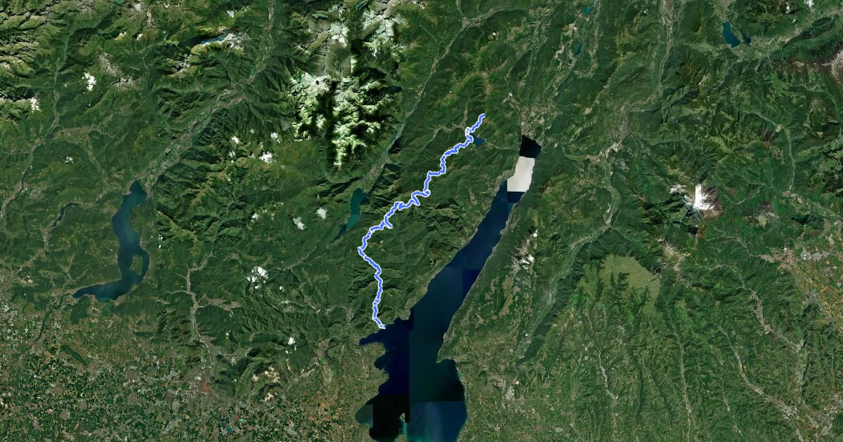 Маршрут Alta Via n. 10 - Garda Brenta на спутниковом снимке