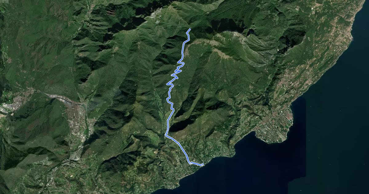 Маршрут Alta Via n. 10 - Gardone Riviera, Passo di Spino на спутниковом снимке