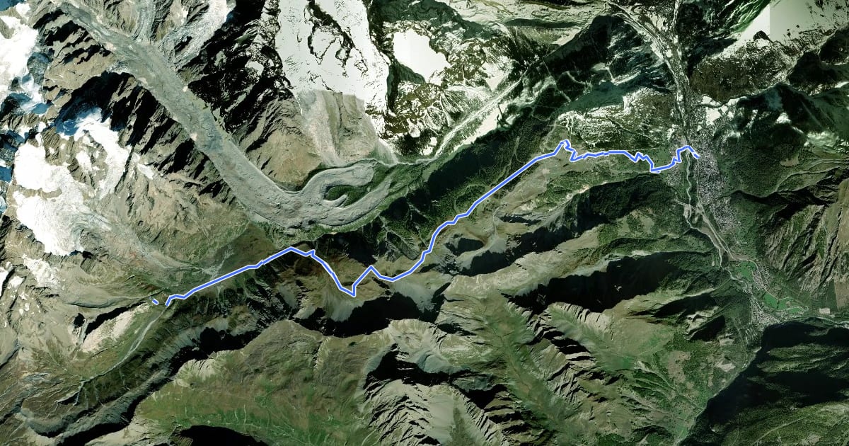 Маршрут Alta Via n. 2 della Valle d'Aosta - Tappa 1 на спутниковом снимке