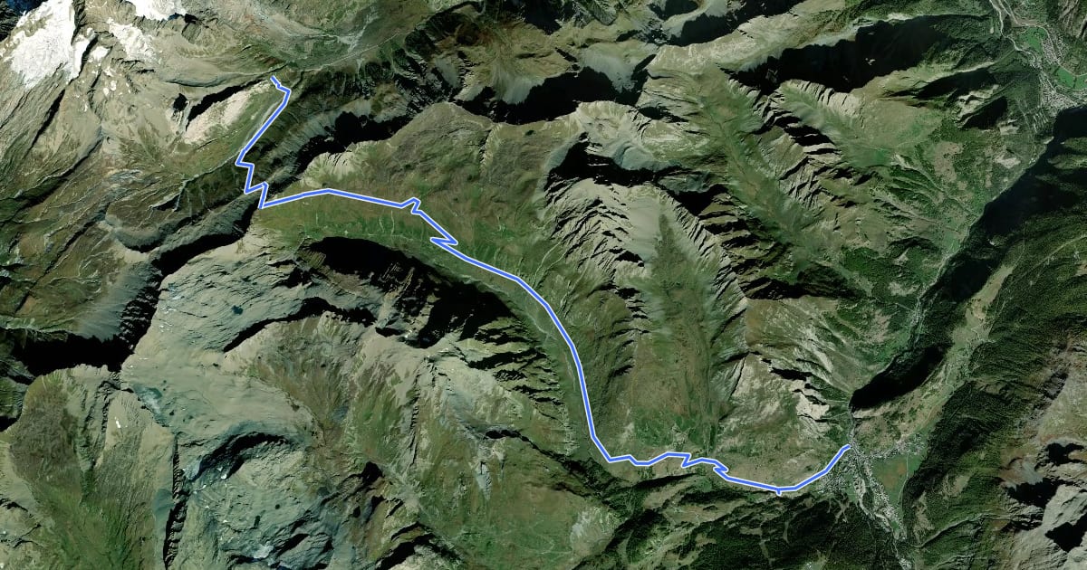 Маршрут Alta Via n. 2 della Valle d'Aosta - Tappa 2 на спутниковом снимке