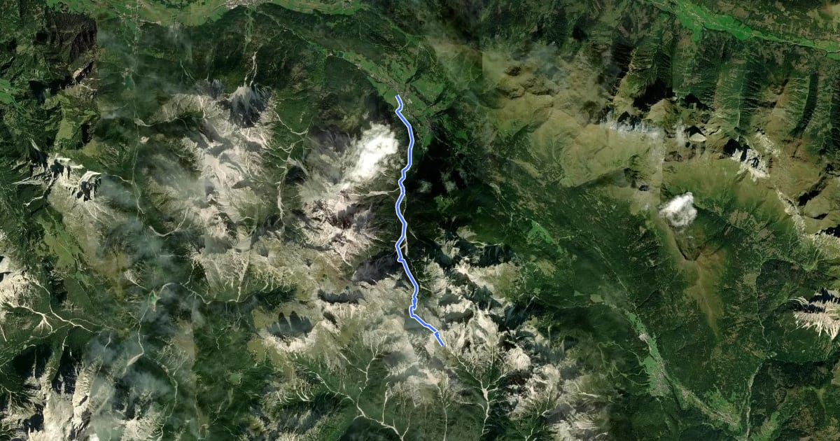 Маршрут Alta via n. 5 delle Dolomiti - I Tappa на спутниковом снимке
