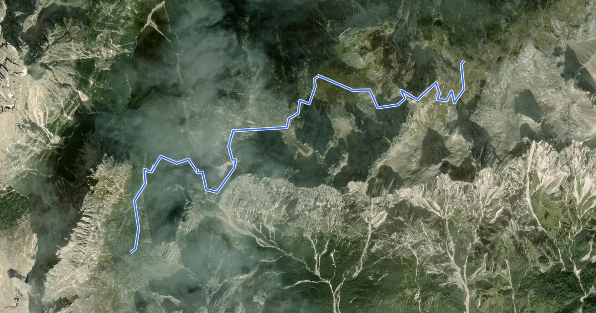 Маршрут Alta via n. 5 delle Dolomiti - V Tappa на спутниковом снимке