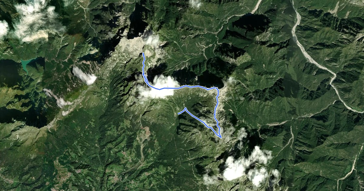 Маршрут Alta via n. 7 delle Dolomiti - II Tappa на спутниковом снимке