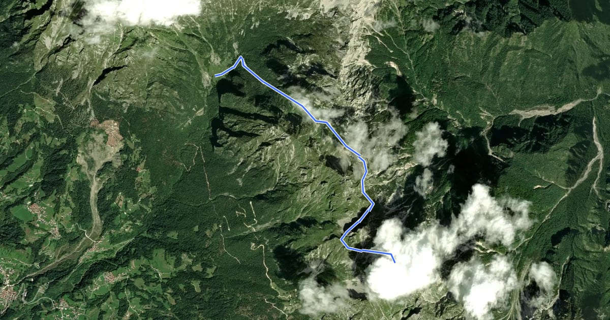 Маршрут Alta via n. 7 delle Dolomiti - III Tappa на спутниковом снимке