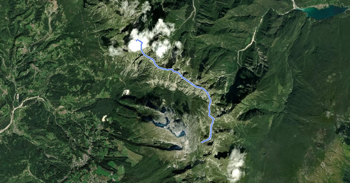 Маршрут Alta via n. 7 delle Dolomiti - IV Tappa на спутниковом снимке