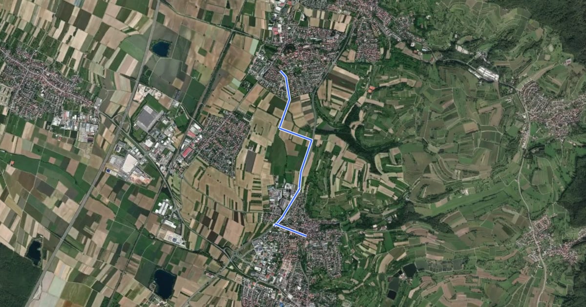 Маршрут Altdorf - Mahlberg Lachenfeld на спутниковом снимке