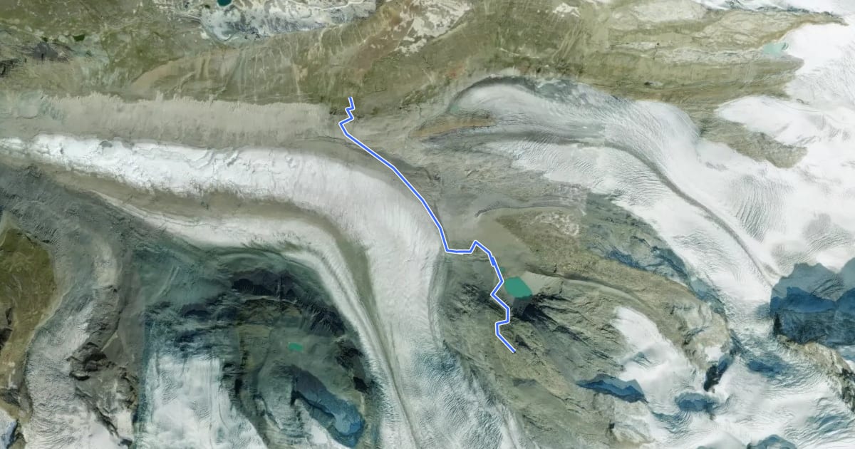Маршрут Alte Monte Rosa Hütte Weg на спутниковом снимке