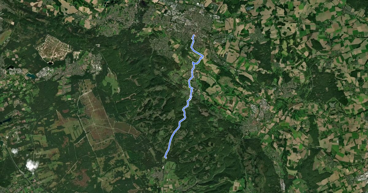 Маршрут Alter Postweg [Schlangen-Kreuzkrug bis Detmold] на спутниковом снимке